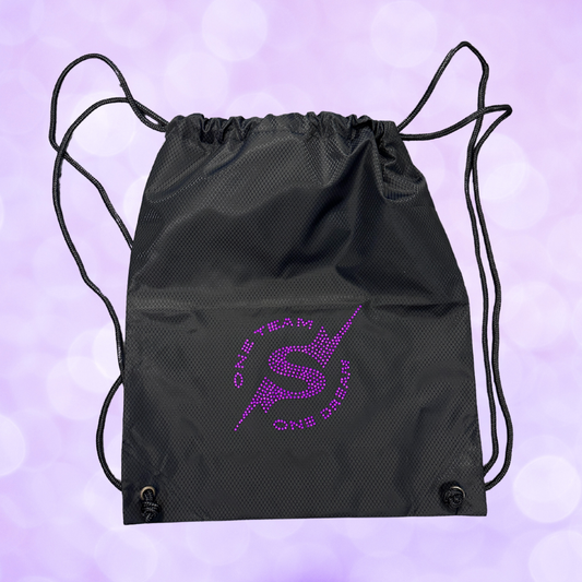 Drawstring Bag - Black w/ Purple Rhinestones SALE!