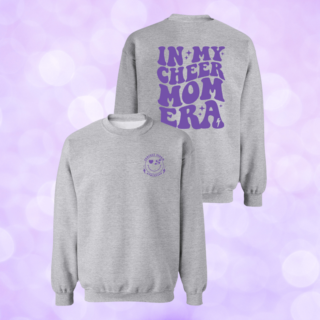 Crewneck Sweatshirt - Cheer Mom Era - Black & Grey