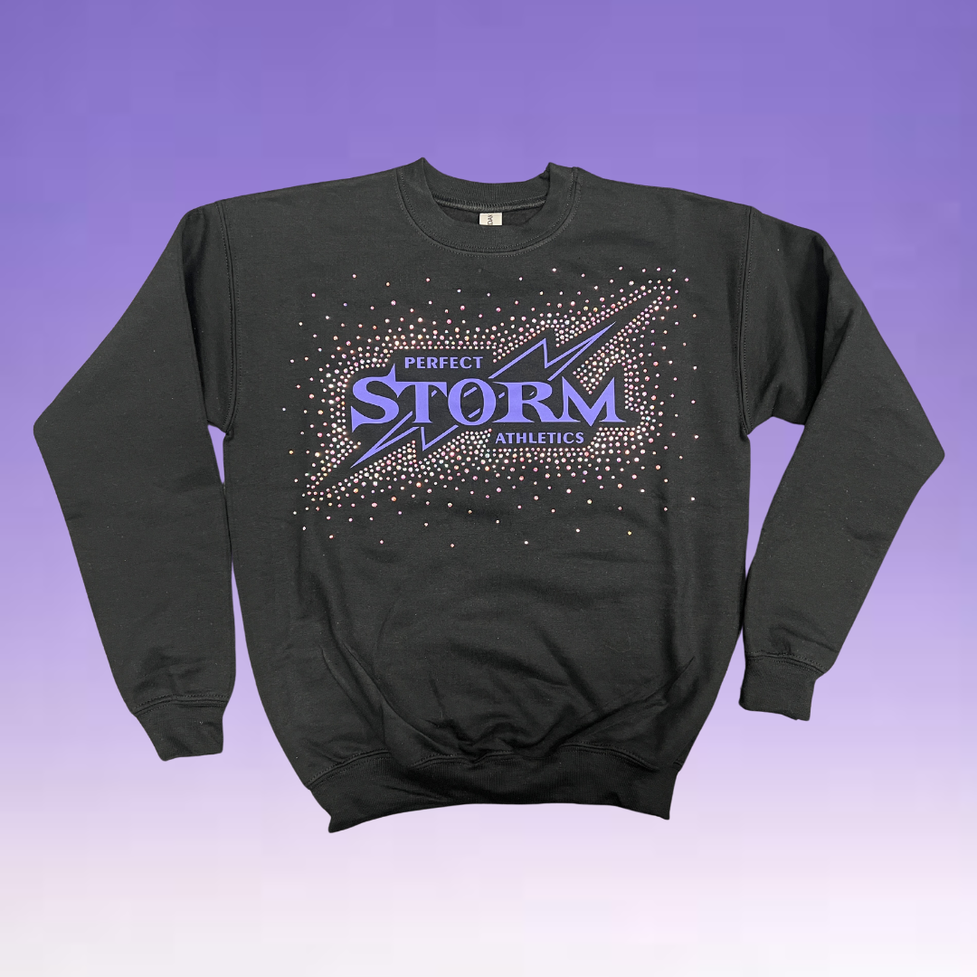 Crewneck Sweatshirt - Purple Rhinestone Classic Logo