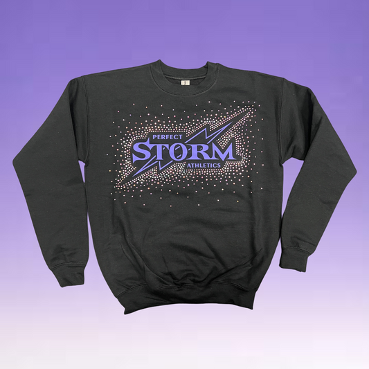 Crewneck Sweatshirt - Purple Rhinestone Classic Logo