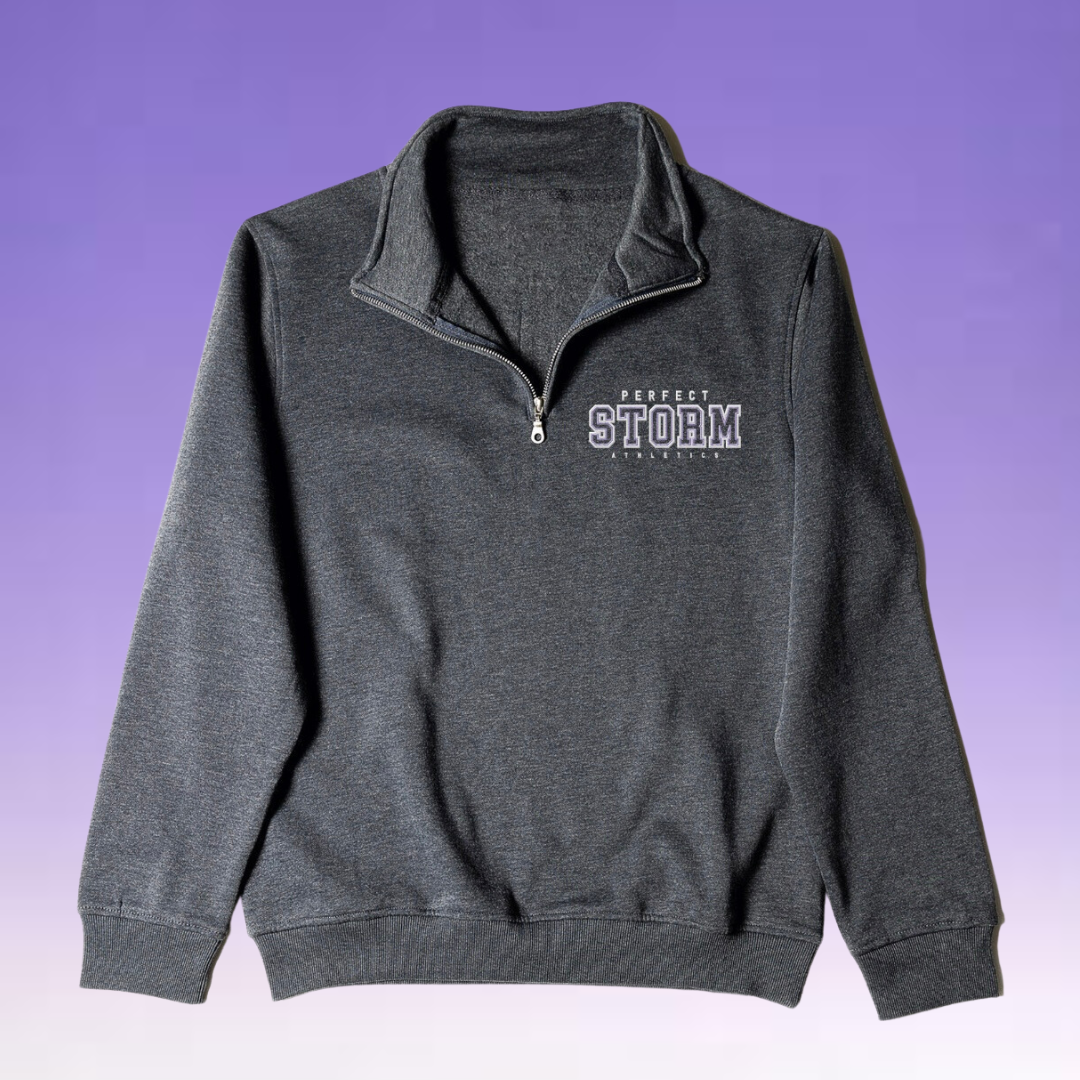 1/4 Zip - Grey Embroidered