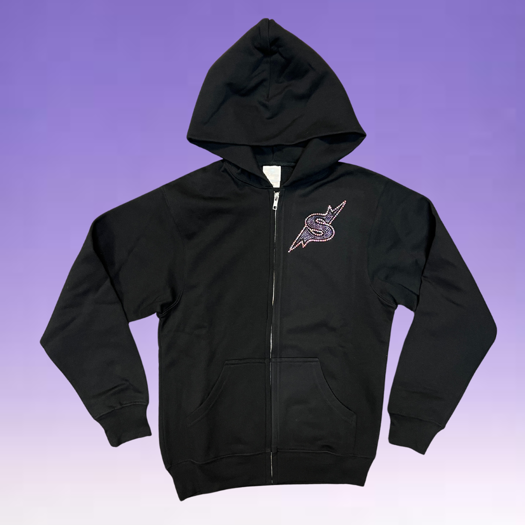 Zip Hoodie - Purple Rhinestones