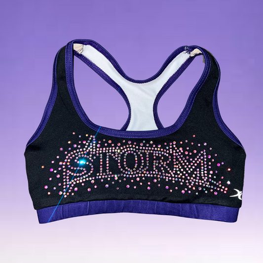 Sports Bra - Pro Cheer Black Bra w/ Rhinestones