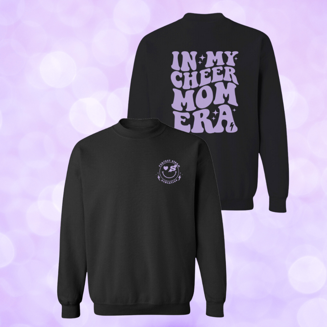 Crewneck Sweatshirt - Cheer Mom Era - Black & Grey