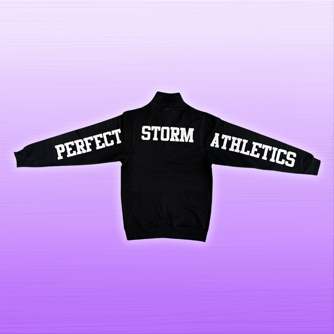 1/4 Zip - Black Perfect Storm Athletics on Back