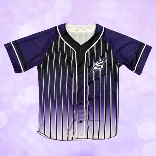 Jersey - Purple Striped Baseball Style - Rhinestone or No Stones  SALE!