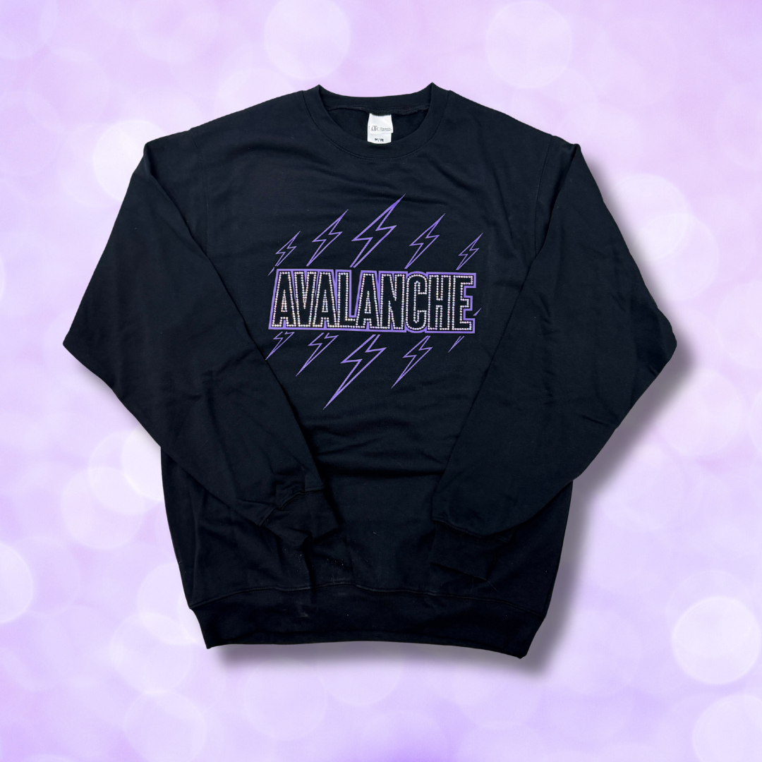 Crewneck Sweatshirt - Team Name Rhinestones (Frost, Hurricanes, Twisters, Black Ice, Avalanche)