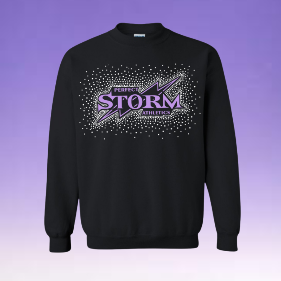 Crewneck Sweatshirt - Purple Rhinestone Classic Logo