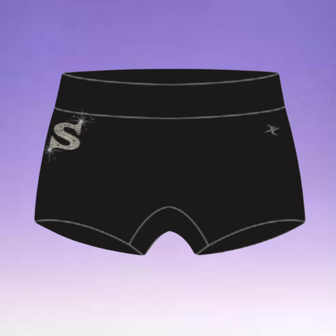 Pro Cheer Shorts - Black w/ Rhinestone "S" Logo