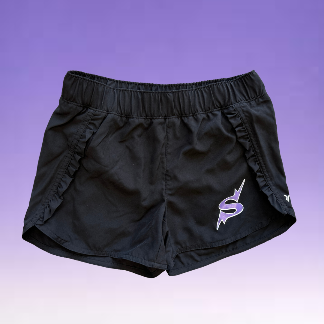 Shorts - Loose Fit Ruffle - Black or Lavender SALE size 10-12 & 14