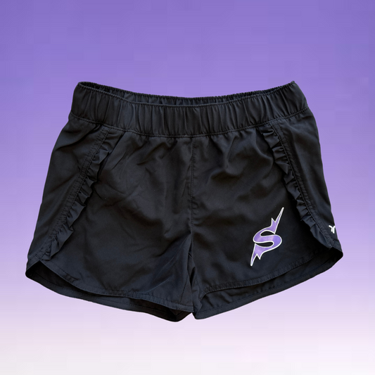 Shorts - Loose Fit Ruffle - Black or Lavender  SALE size 10-12 & 14