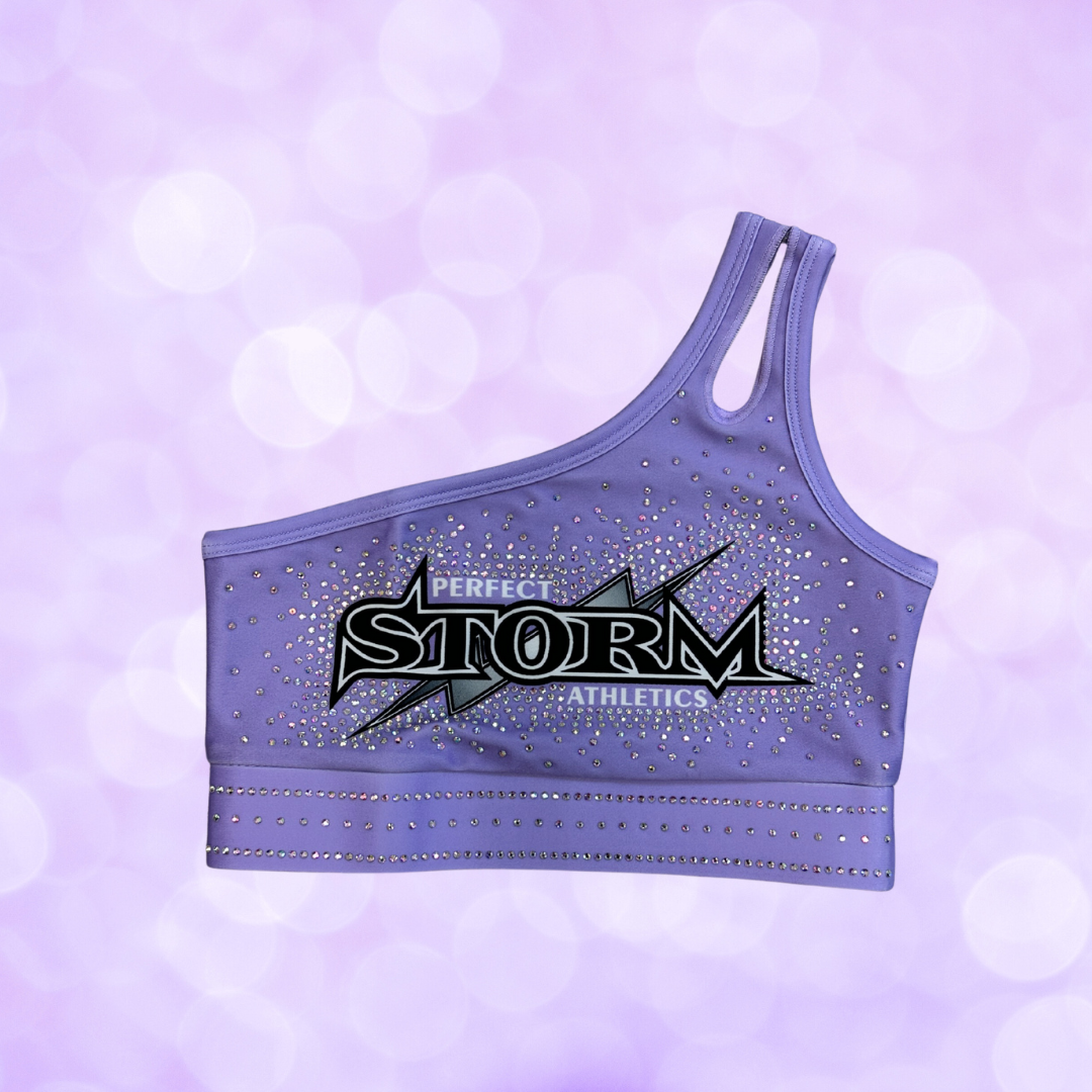 Sports Bra - One Shoulder Lavender with Rhinestone - NEW