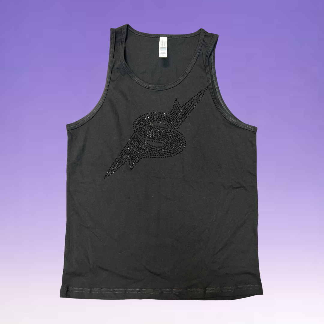 Tank Top - Black w/ Black Rhinestone "S" SALE