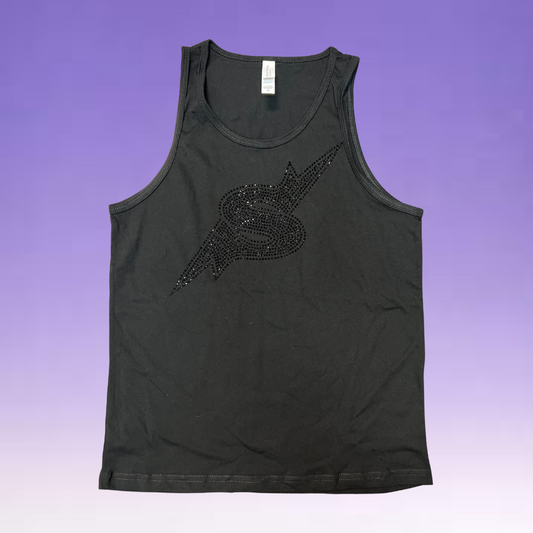Tank Top - Black w/ Black Rhinestone "S"