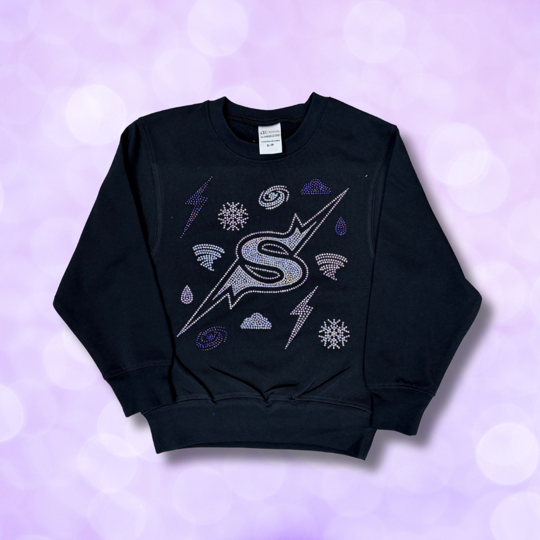 Crewneck Sweatshirt - 'Weather Patterns' Rhinestones NEW