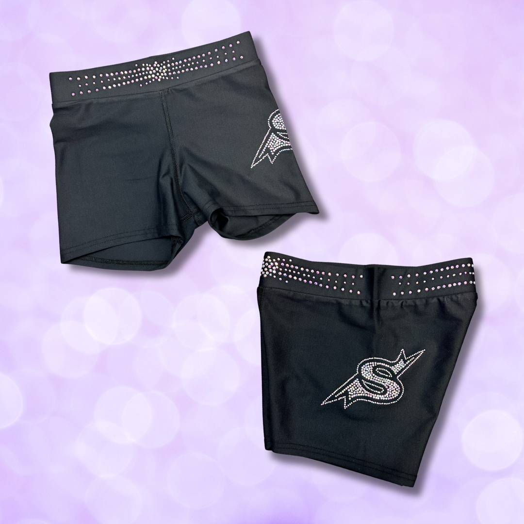 Shorts - Total Spirit Rhinestone Waist & Bolt 'S' Side Accent NEW