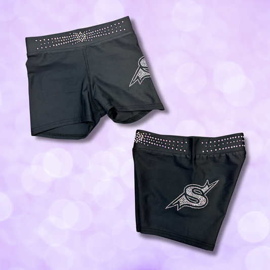 Shorts - Total Spirit Rhinestone Waist & Bolt 'S' Side Accent