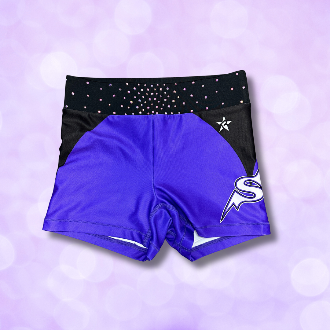 Shorts - Rebel Purple with Black & Rhinestone Waist Band NEW