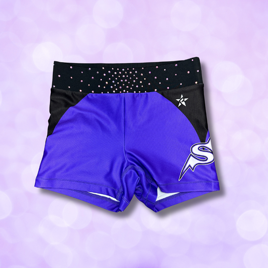 Shorts - Rebel Purple with Black & Rhinestone Waist Band