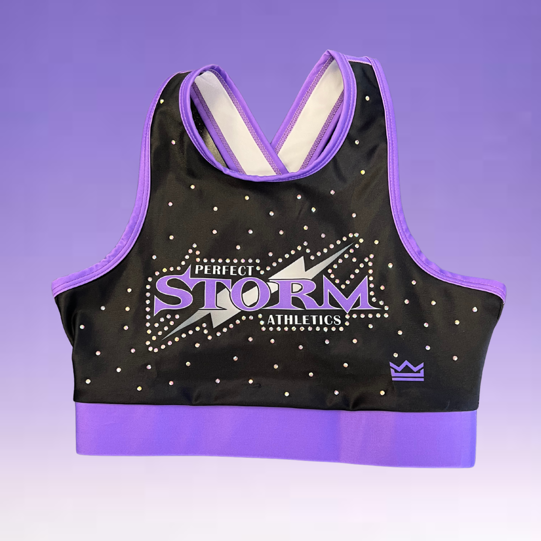 Sports Bra - Black & Purple w/ Rhinestones - Adult Med & XL - SALE