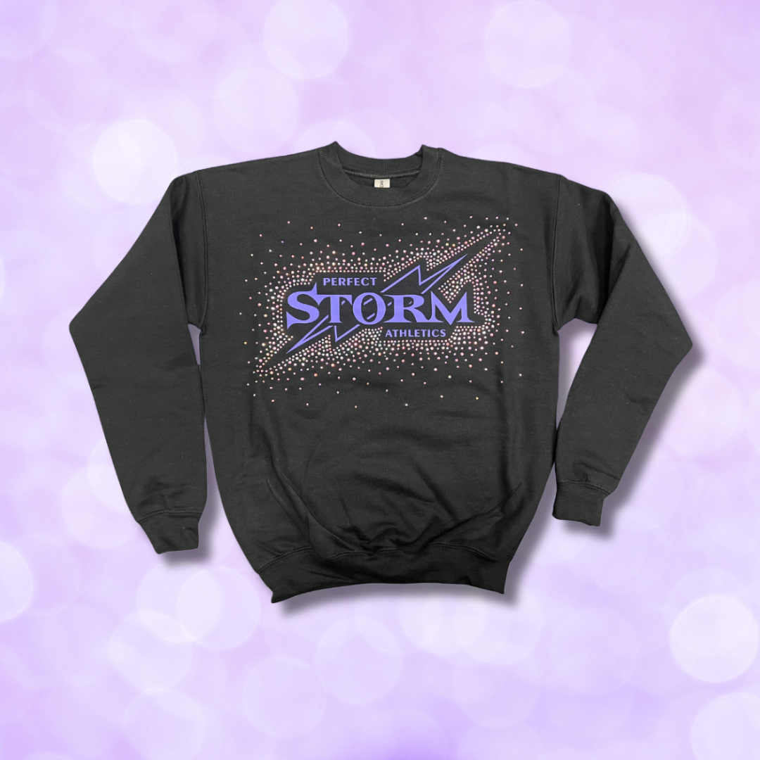 Crewneck Sweatshirt - Purple Rhinestone Classic Logo