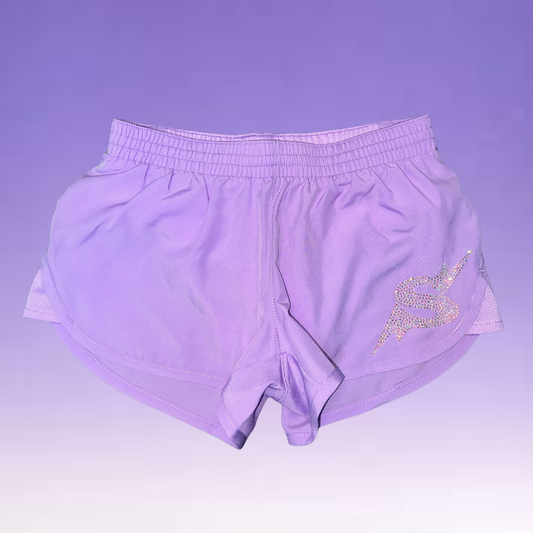 Shorts - Loose Fit w/ Rhinestone S Logo - Lavender or Black