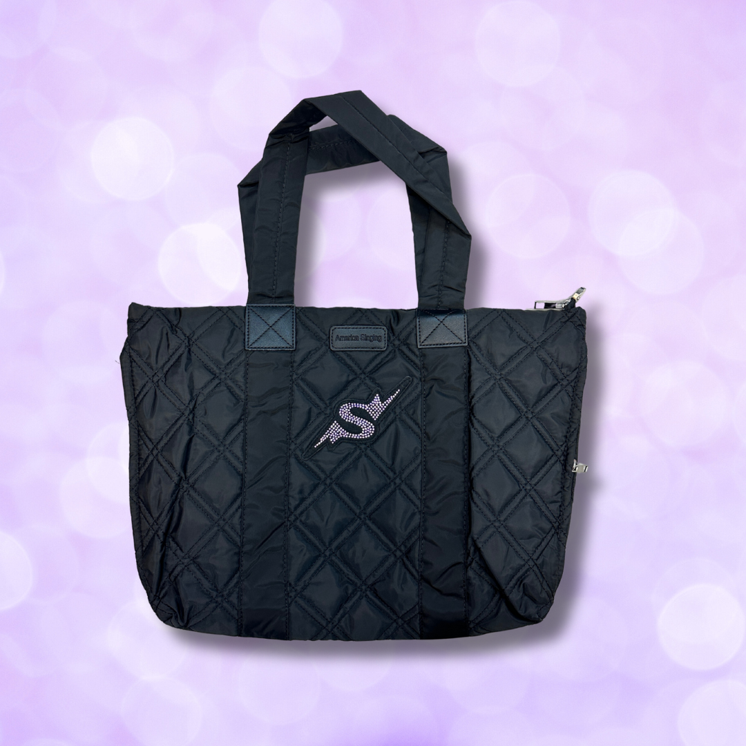 Quilted Tote with Rhinestone 'S'