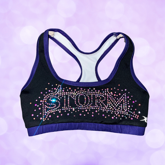 Sports Bra - Pro Cheer Black Bra w/ Rhinestones