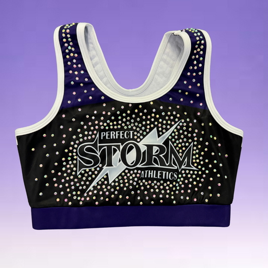 Sports Bra - Rhinestones w/ White Trim