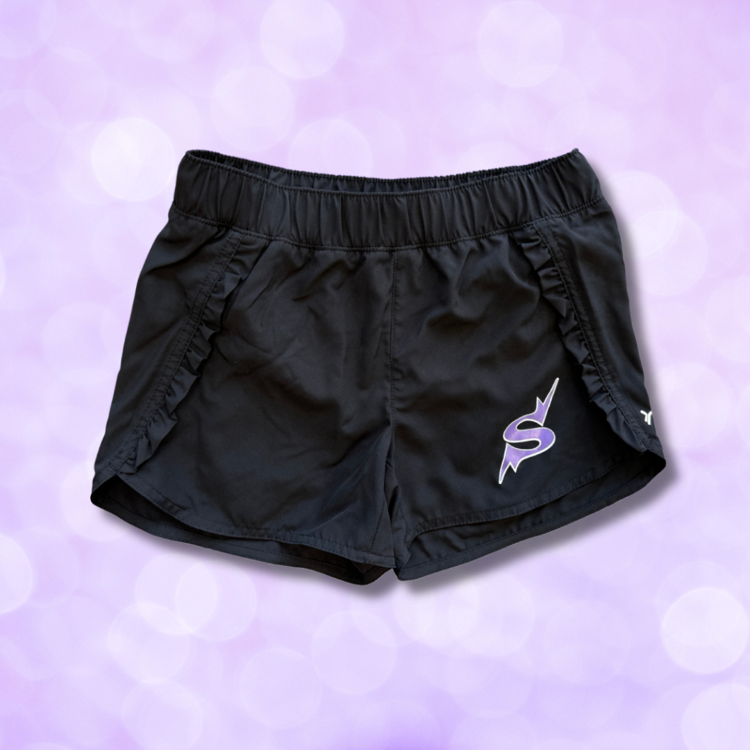 Shorts - Loose Fit Ruffle - Black or Lavender  SALE size 10-12 & 14