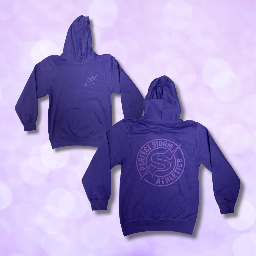 Hoodie - Circle Logo on Back - Black, White, Purple NEW