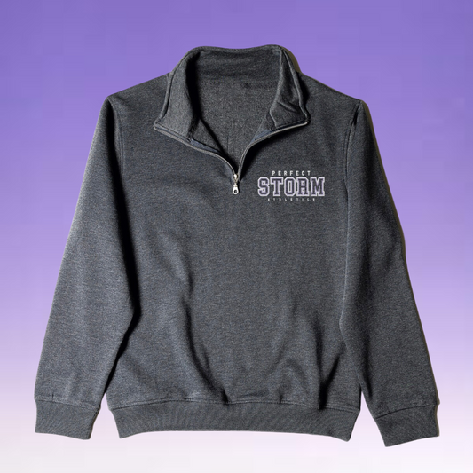 1/4 Zip - Grey Embroidered