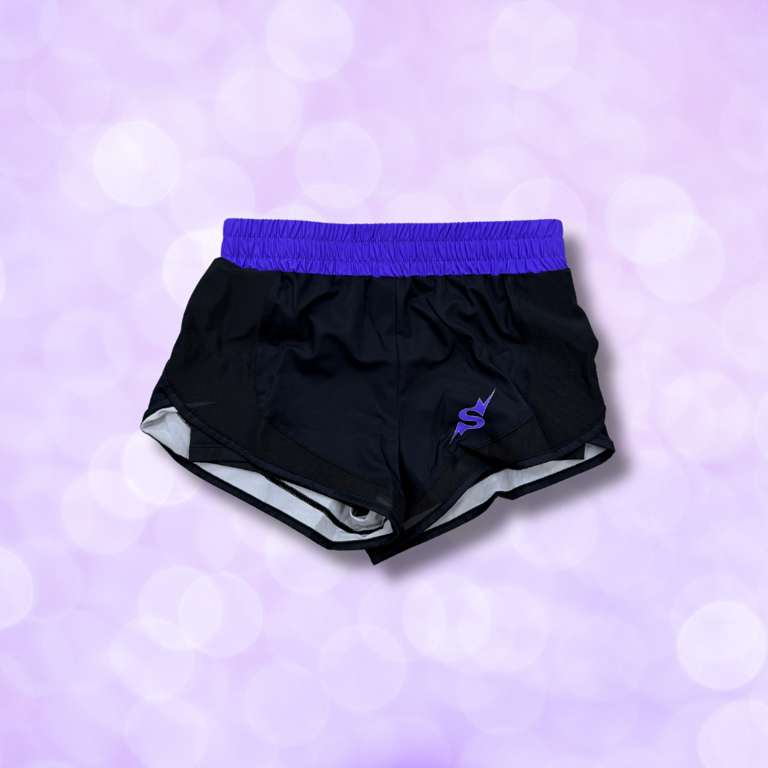 Shorts CS - Black with Purple Waist Band, Mesh Accent NEW