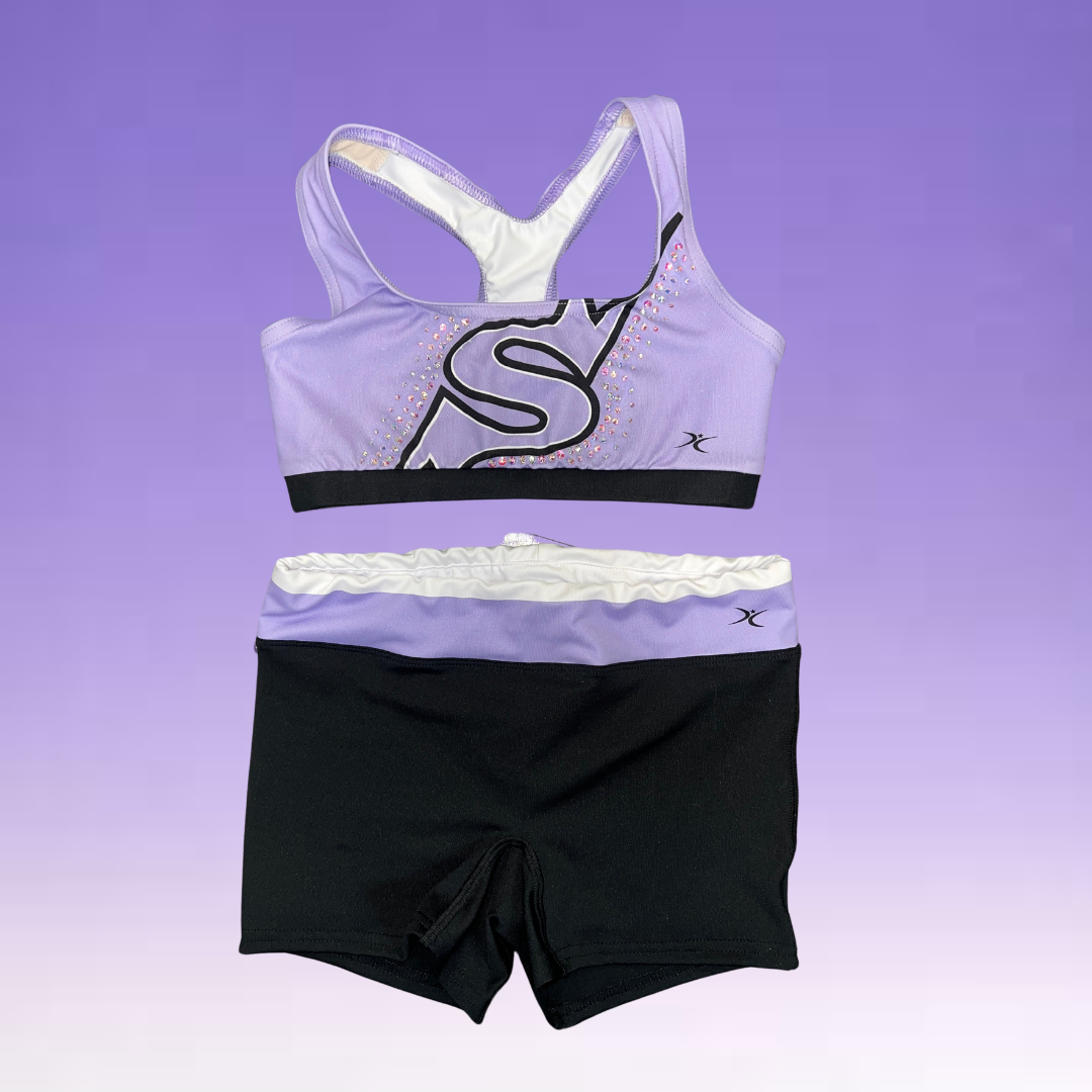 Pro Cheer Shorts - Lavender & White Band