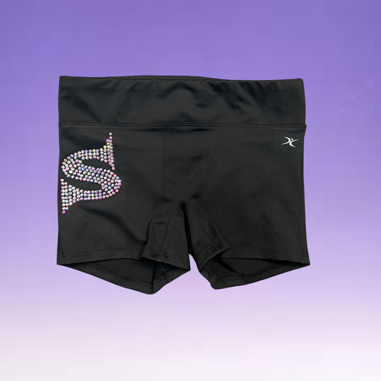 Pro Cheer Shorts - Black w/ Rhinestone "S" Logo