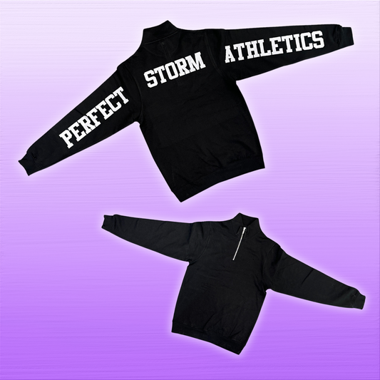 1/4 Zip - Black Perfect Storm Athletics on Back