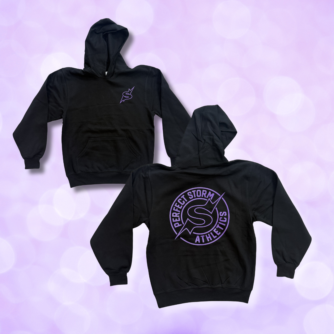 Hoodie - Circle Logo on Back - Black, White, Purple NEW
