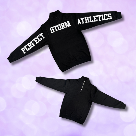 1/4 Zip - Black Perfect Storm Athletics on Back