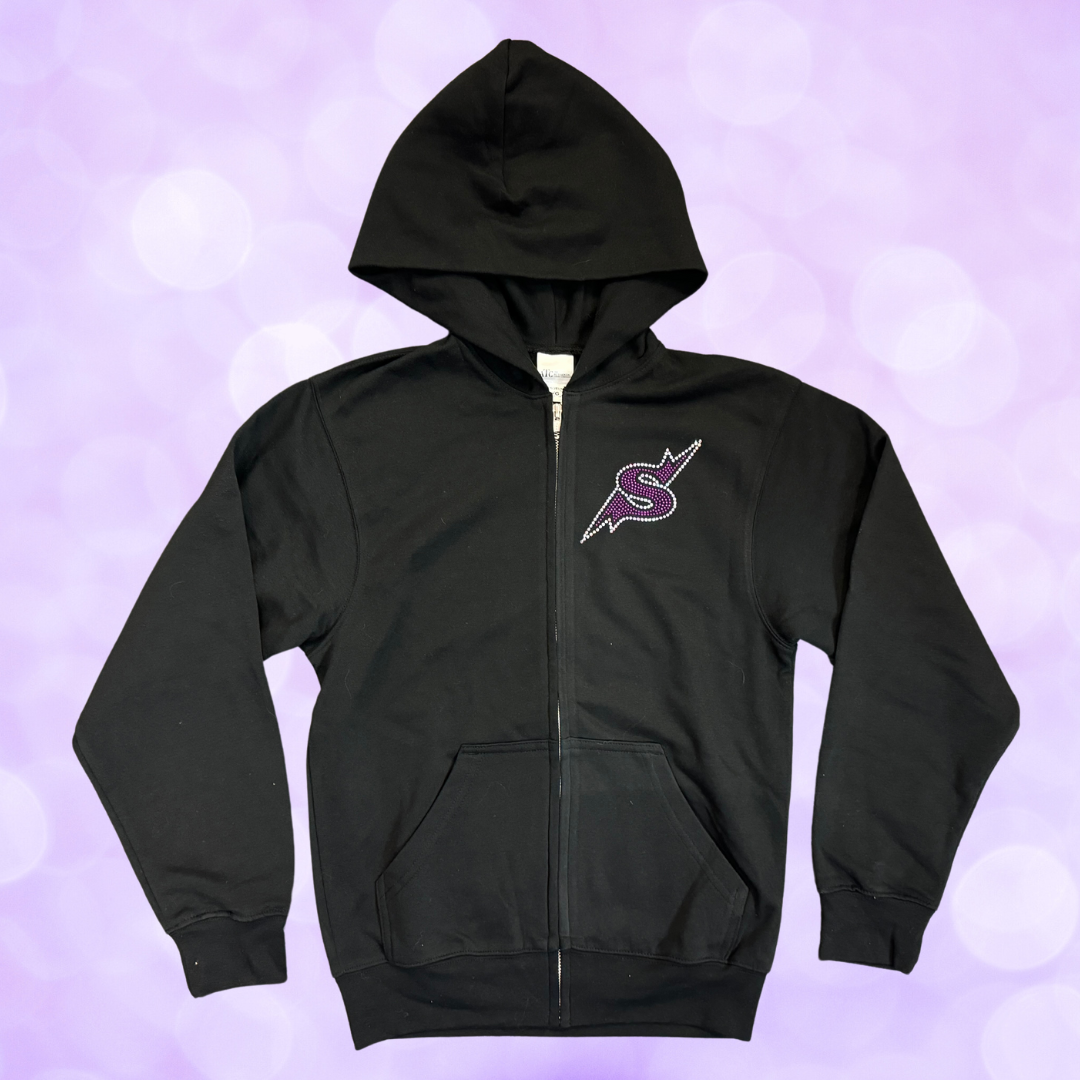 Zip Hoodie - Purple Rhinestones