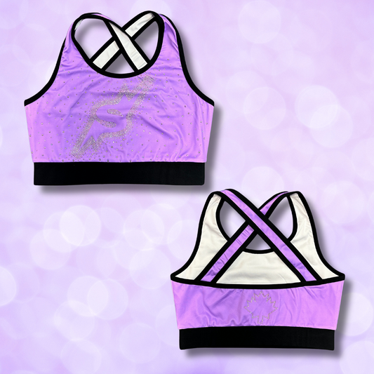 Sports Bra - Lavender with Rhinestone 'S' and Maple Leaf on Back NEW