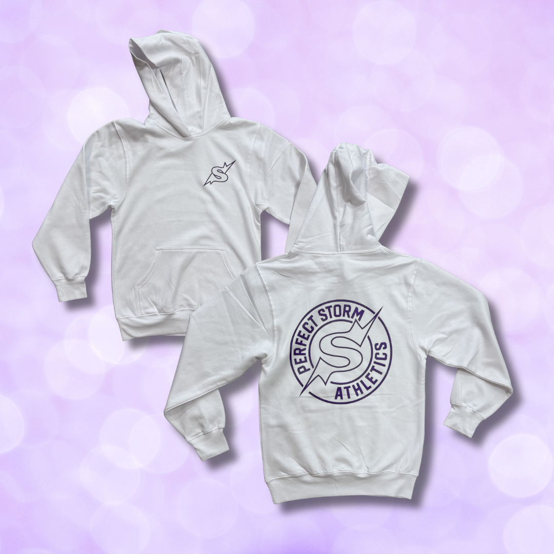Hoodie - Circle Logo on Back - Black, White, Purple NEW