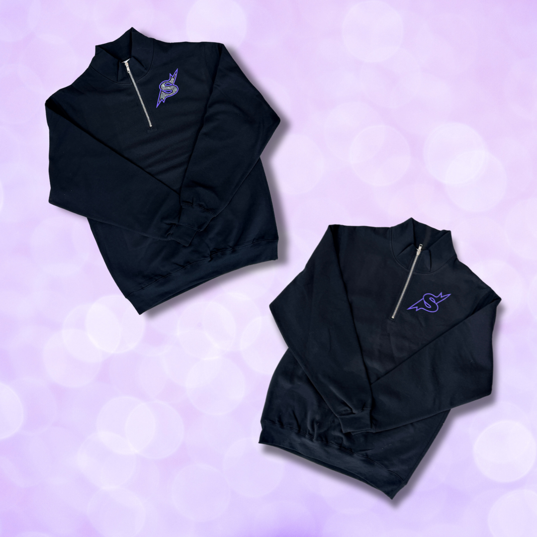 1/4 Zip - Black 'S' Logo on Front (Rhinestone & Non-Rhinestone)