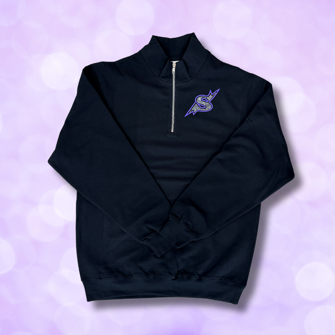 1/4 Zip - Black 'S' Logo on Front (Rhinestone & Non-Rhinestone)
