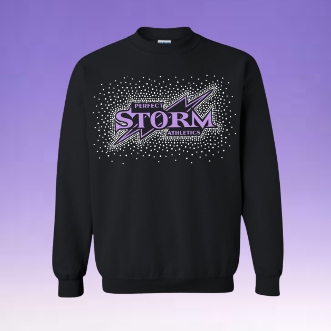 Rhinestone Crewneck Sweatshirt - Purple Storm Logo