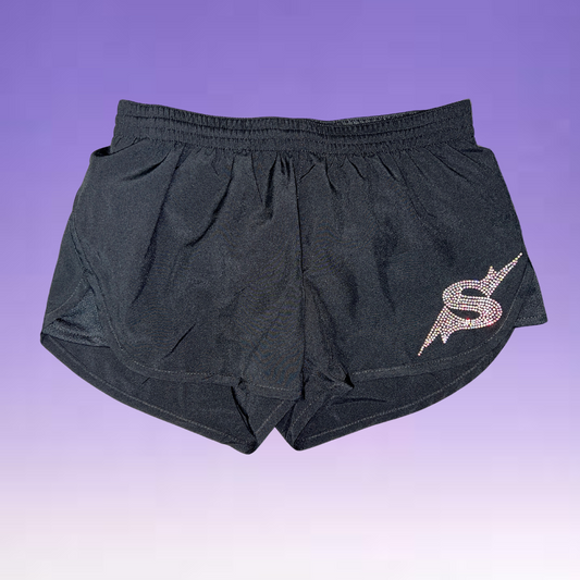 Shorts - Loose Fit w/ Rhinestone S Logo - Lavender or Black