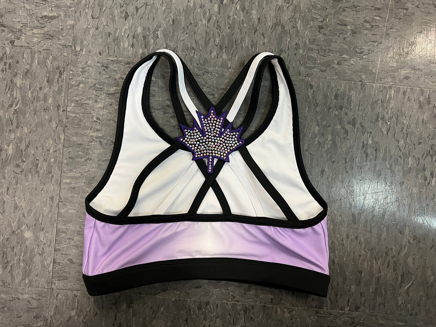 Sports Bra - Rebel Ombre Rhinestone Maple Leaf - Adult Small