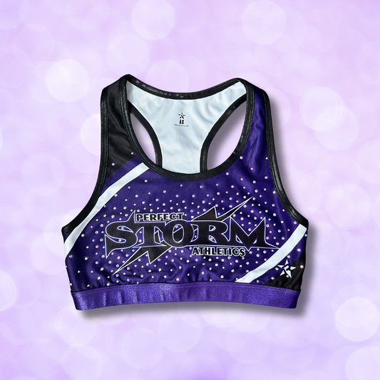 Sports Bra - Rebel Rhinestone - Purple w/ Black Logo