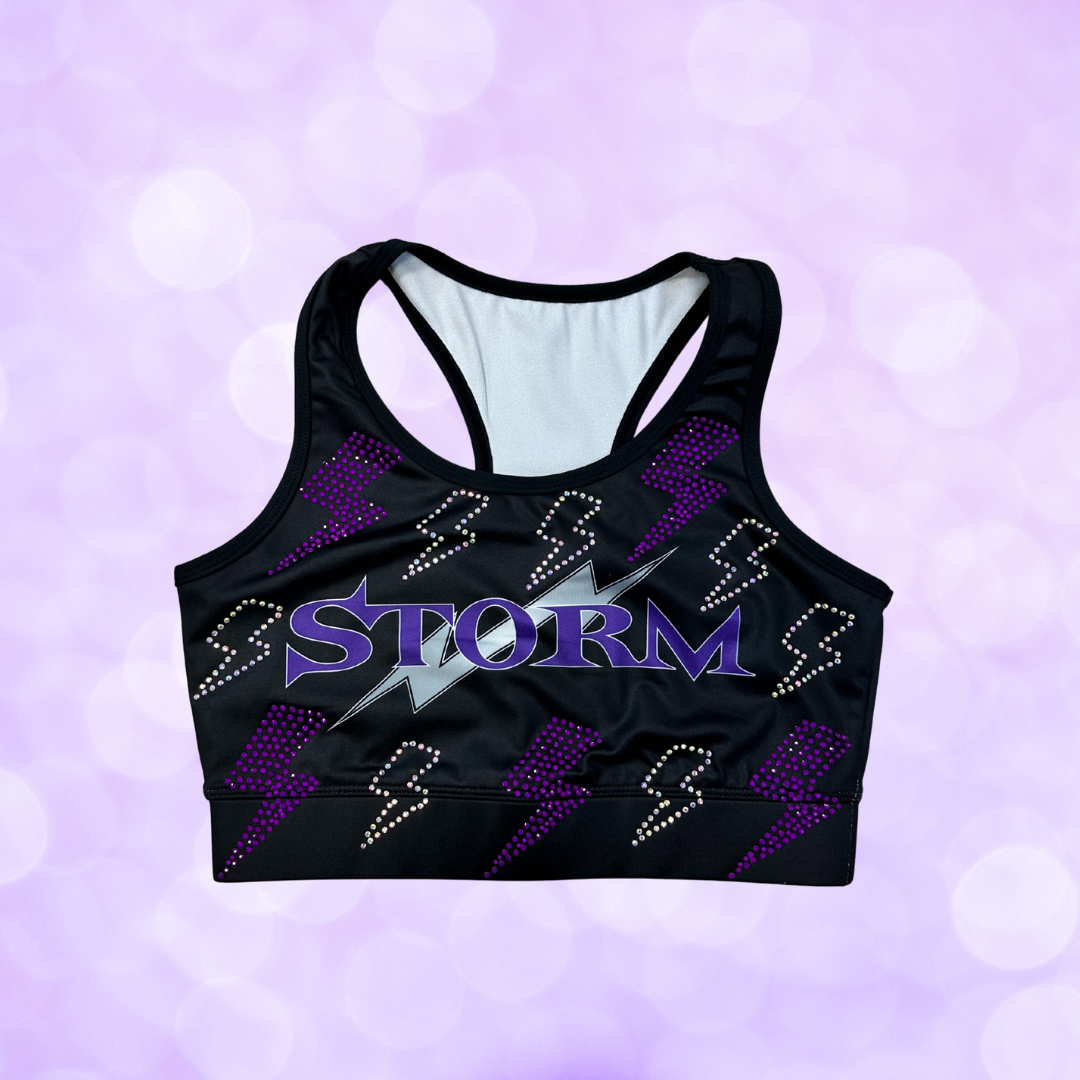 Sports Bra - Rhinestone Lightning Bolts NEW