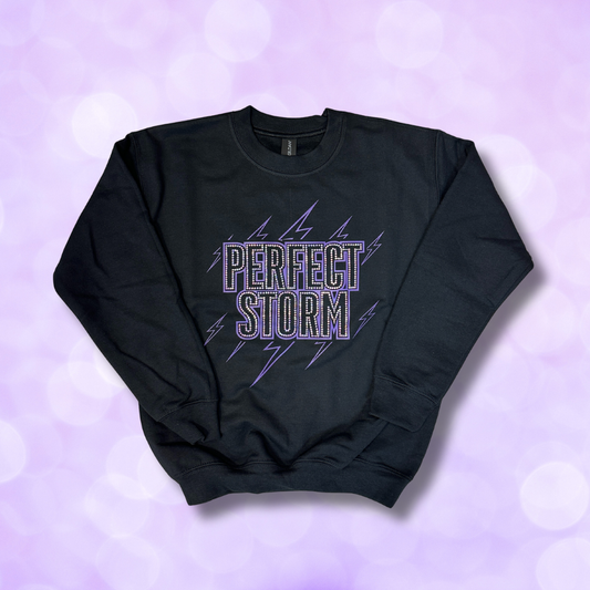 Crewneck Sweatshirt - 'Perfect Storm' Rhinestones NEW