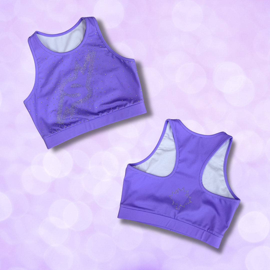 Sports Bra CS - Light Purple with Rhinestone 'S' and Maple Leaf on Back NEW
